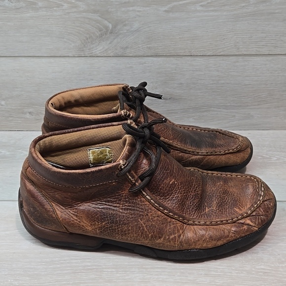 Twisted X Men\'s High Top Brown Leather Shoes Moc Driving Boots Sz 9M main image 12